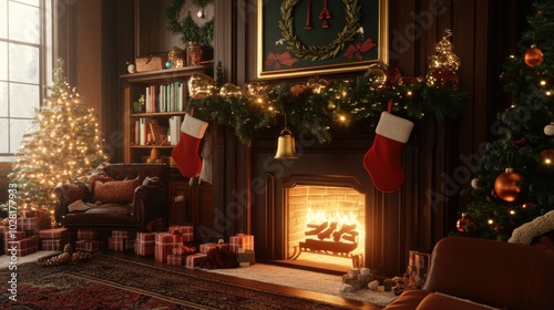 Cozy Holiday Living Room with Christmas Decor