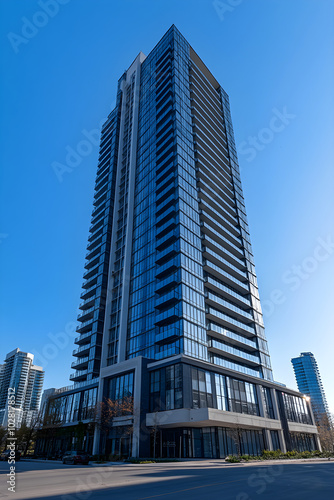 Modern High-Rise Apartment With Space for Business Marketing Text in a Cityscape