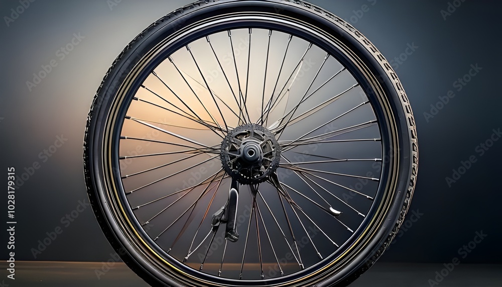 Fototapeta premium bicycle wheel on black background
