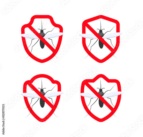 Stop signs are denoting mosquito repellent protection zone