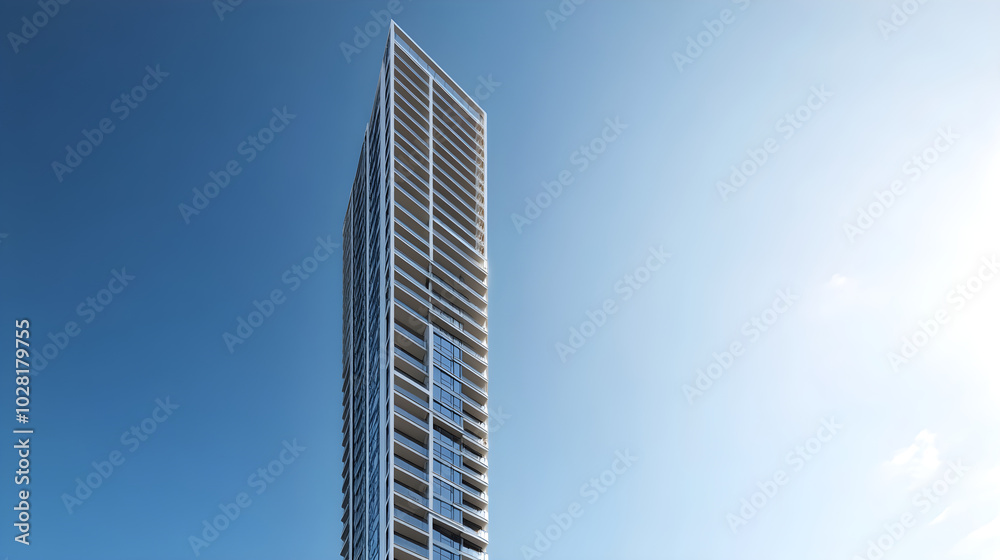 Modern High-Rise Apartment With Space for Business Marketing Text in a Cityscape Modern High-Rise Apartment With Space for Business Marketing Text in a Cityscape