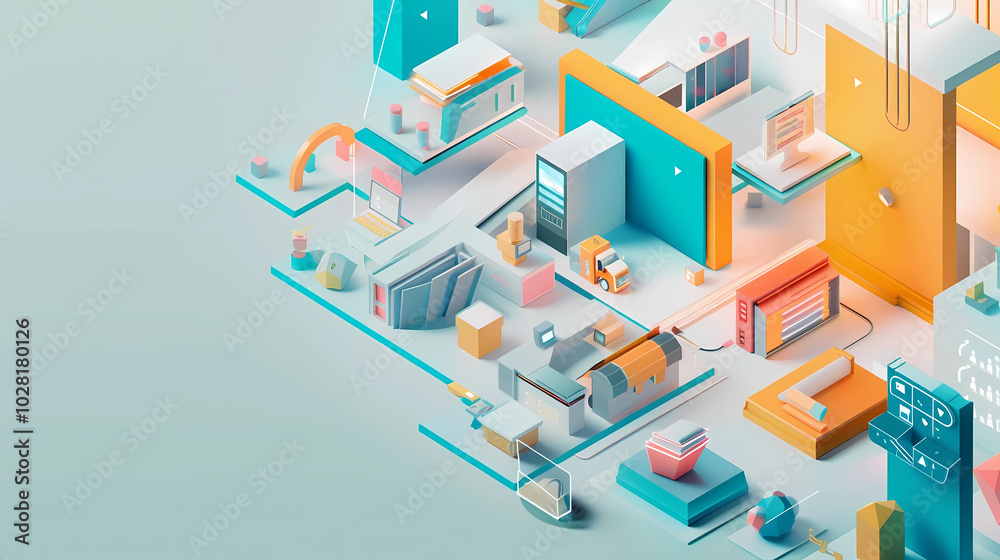 Isometric view, c4d, 3d, technology sense, software service industry, icon, rendering, Generative AI illustrations. Isometric view, c4d, 3d, technology sense, software service industry, icon, rendering, Generative AI illustrations.