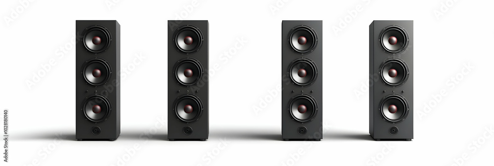 Obraz premium Black Speaker Set on White Background.