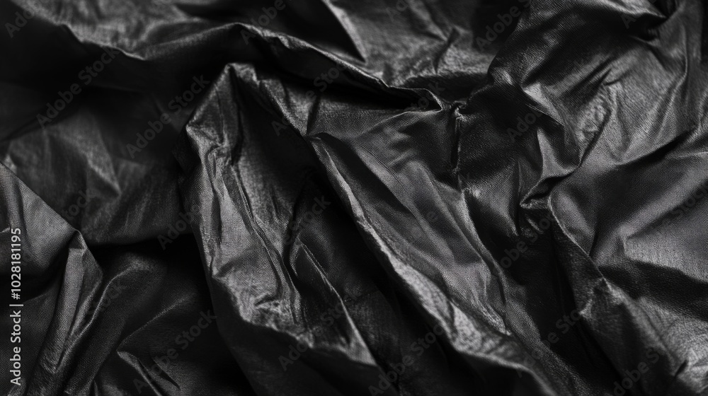 Crumpled Black Fabric Texture with Soft Sheen Crumpled Black Fabric Texture with Soft Sheen