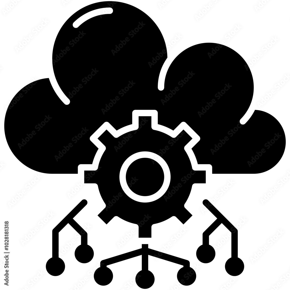 API Icon. Cloud Data Programming Pictogram Graphic Illustration. Isolated Simple Solid Icon For Infographic, App and Web Button.
