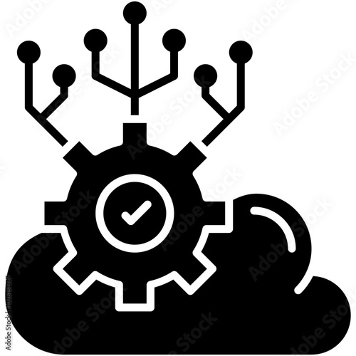 API Icon. Cloud Data Programming Pictogram Graphic Illustration. Isolated Simple Solid Icon For Infographic, App and Web Button.