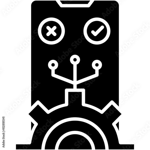 Test Icon. Software Bug Comparison Pictogram Graphic Illustration. Isolated Simple Solid Icon For Infographic, App and Web Button.