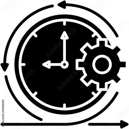 Agile Icon. Agility Scrum Iteration Pictogram Graphic Illustration. Isolated Simple Solid Icon For Infographic, App and Web Button.