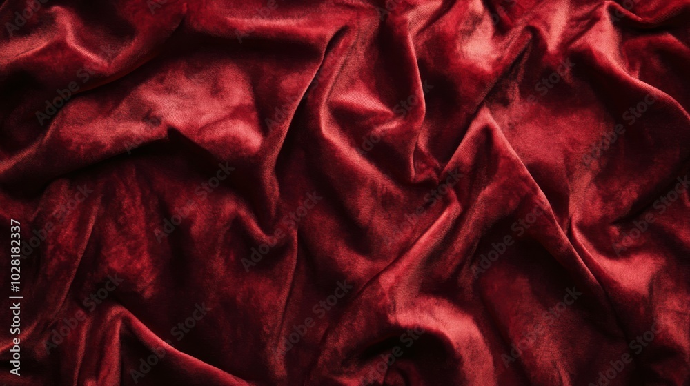 Draped Burgundy Velvet Fabric with Soft, Textured Waves Draped Burgundy Velvet Fabric with Soft, Textured Waves