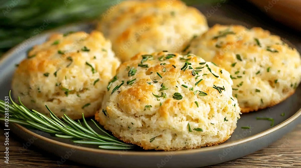 Fototapeta premium Traditional Scottish tattie potato scones on a plate Grey background Close up : Generative AI