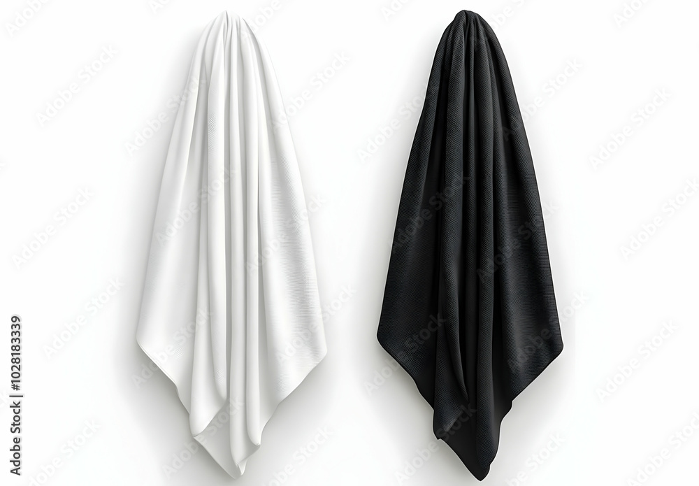 Black and White Fabric Draped on Wall.