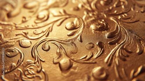 Embossed Golden Floral Pattern with Delicate Detail