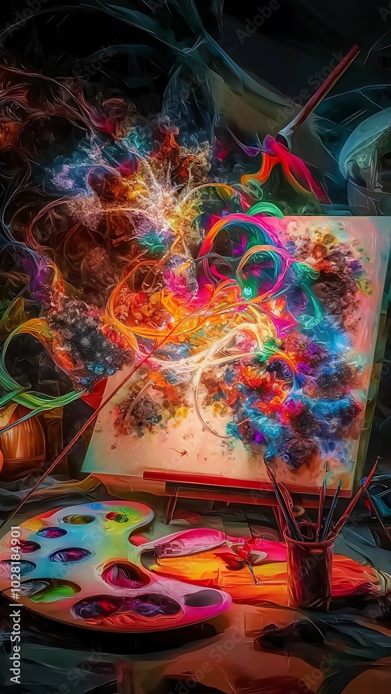 Fototapeta premium Dreamscape Series. Interplay of colorful fractal paint and lights on the subject of art, abstraction and creativity