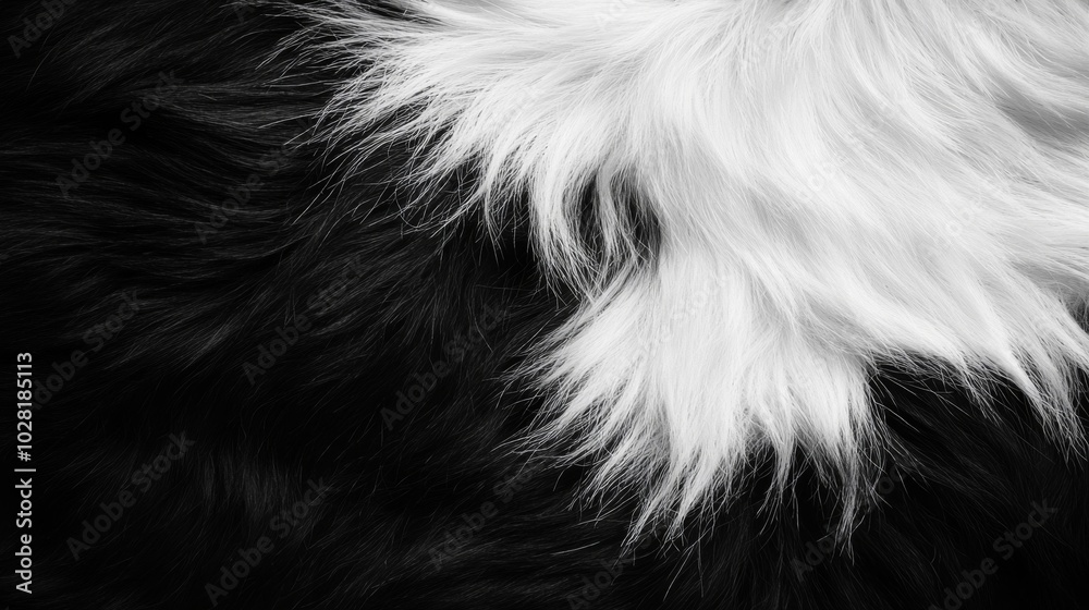 Black and White Fur Texture with a Sharp Division Black and White Fur Texture with a Sharp Division