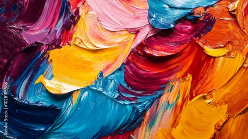 Abstract Oil Painting with Vibrant Colors and Thick Brushstrokes