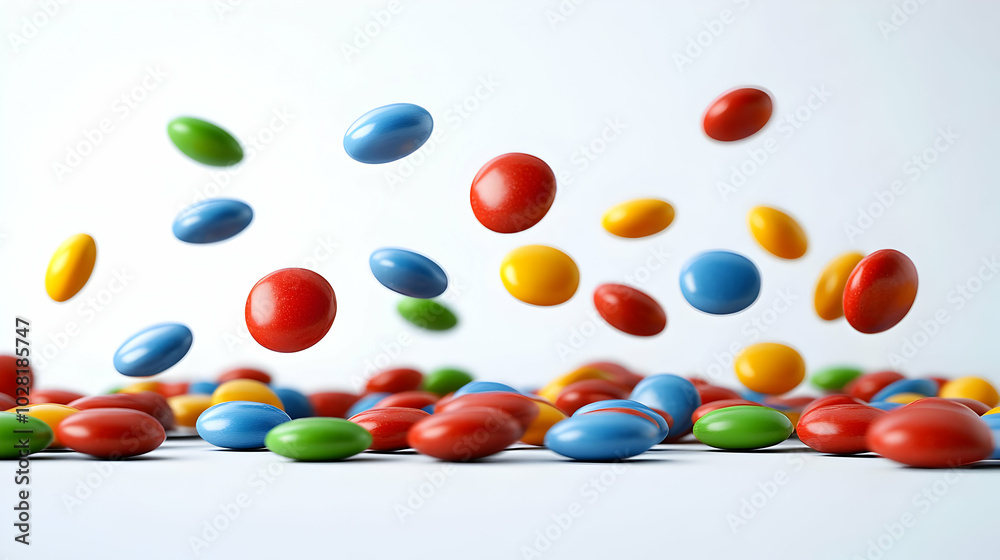Colorful Candy Falling on White Background. Colorful Candy Falling on White Background.