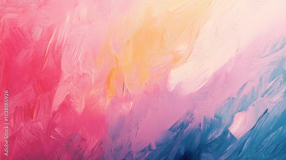Abstract Painting with Pink, Yellow, and Blue Brushstrokes Abstract Painting with Pink, Yellow, and Blue Brushstrokes
