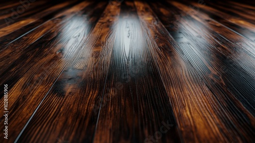 Dark Stained Wooden Floorboards Perspective