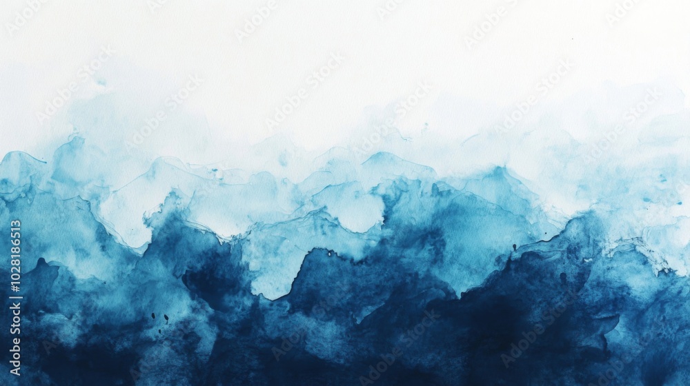 Abstract Watercolor Painting of Blue Mountains Abstract Watercolor Painting of Blue Mountains