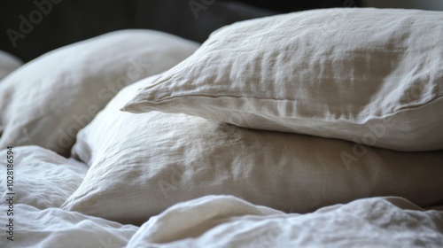 Wallpaper Mural Close-up of Soft, Wrinkled Linen Pillows and Sheets Torontodigital.ca