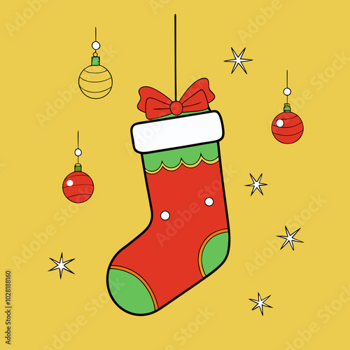 A bright Christmas stocking hanging by the festival