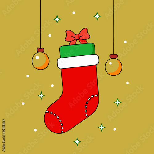 A bright Christmas stocking hanging by the festival