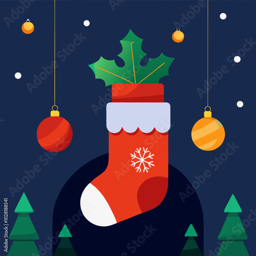 A bright Christmas stocking hanging by the festival