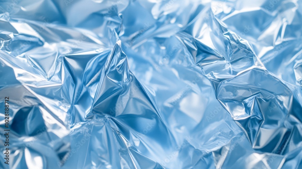 Abstract Blue Shiny Wrinkled Foil Texture Abstract Blue Shiny Wrinkled Foil Texture
