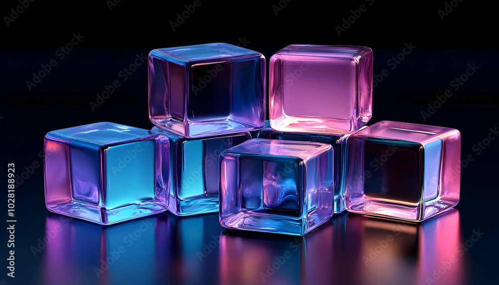Neon Glass Cubes. Neon Glass Cubes.
