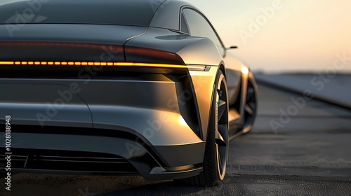 Wallpaper Mural A sleek and minimalist car rear design featuring clean, straight lines and a modern aesthetic, Generative AI illustrations. 
 Torontodigital.ca