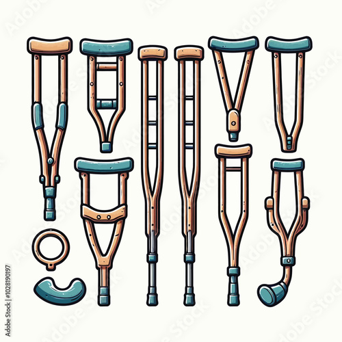 Crutches set vector illustration