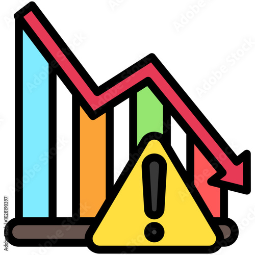 Bear Market lineal multi color icon, use for business, finance, education theme. best for modern concept, UI or UX kit, web and app development