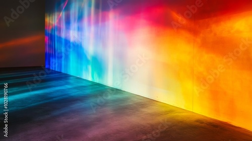 Colorful Wall with Blurry Light and Shadow Patterns