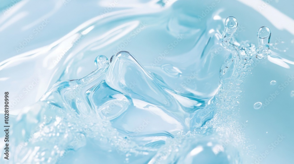 Close-up of Water Droplets and Bubbles in Blue Liquid Close-up of Water Droplets and Bubbles in Blue Liquid