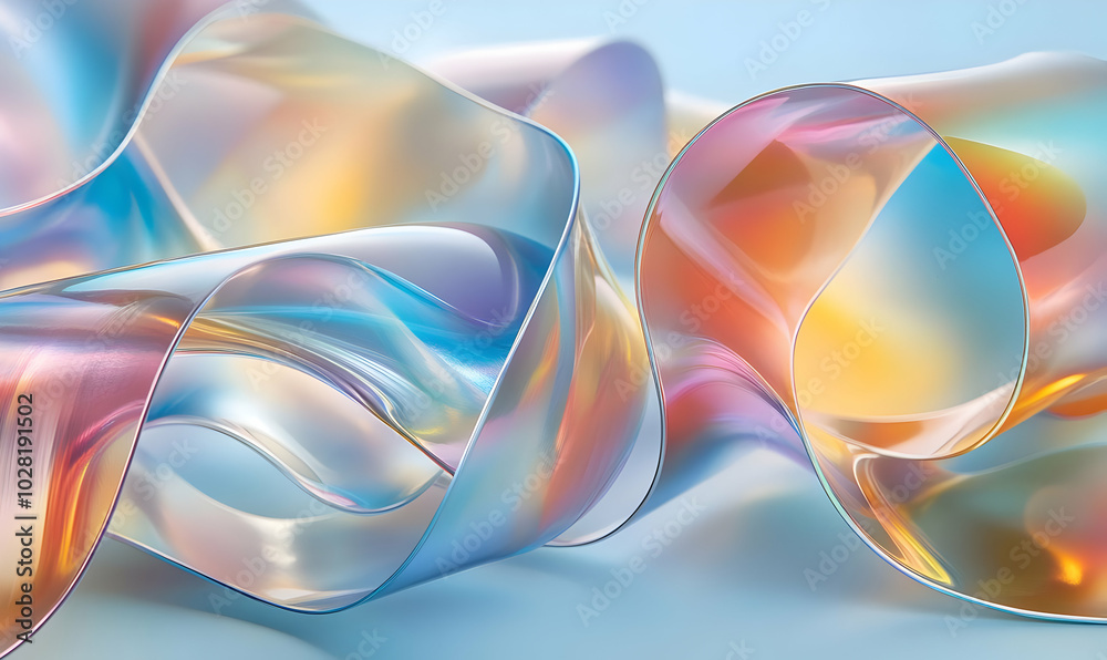 Abstract iridescent shapes on blue background. Abstract iridescent shapes on blue background.