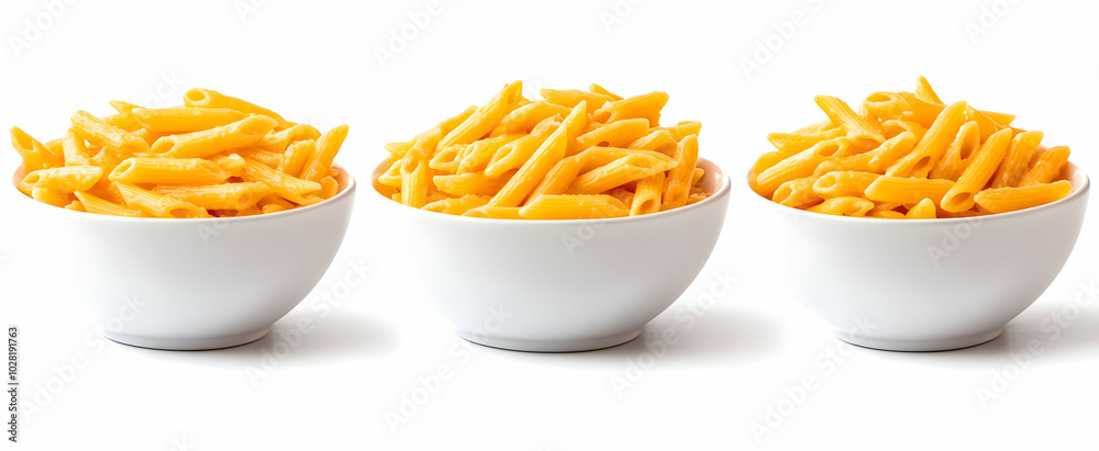 Cooked Penne Pasta in Bowls. Cooked Penne Pasta in Bowls.