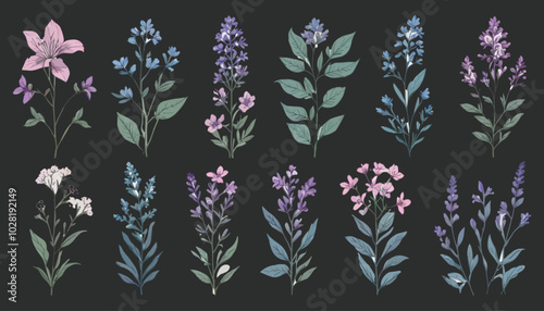 Delicate wildflowers in pastel hues