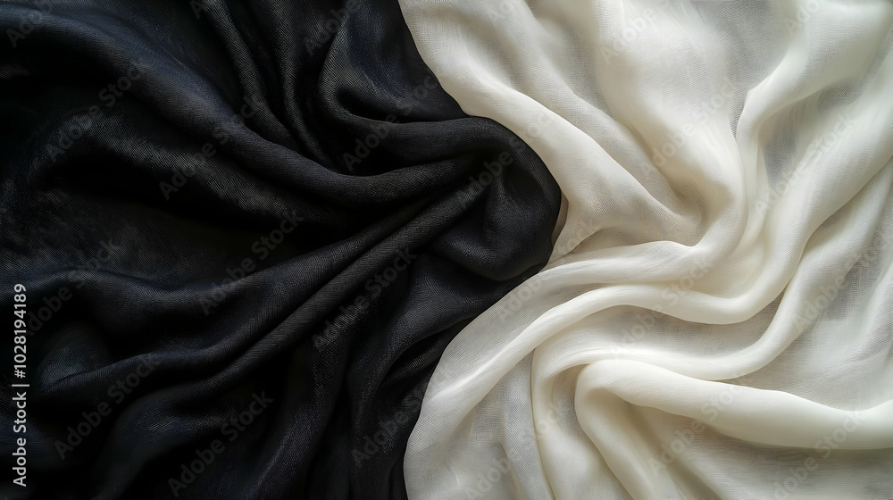 Obraz premium Black and White Fabric Background.