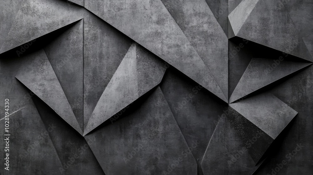 Abstract Geometric Pattern on a Gray Concrete Wall