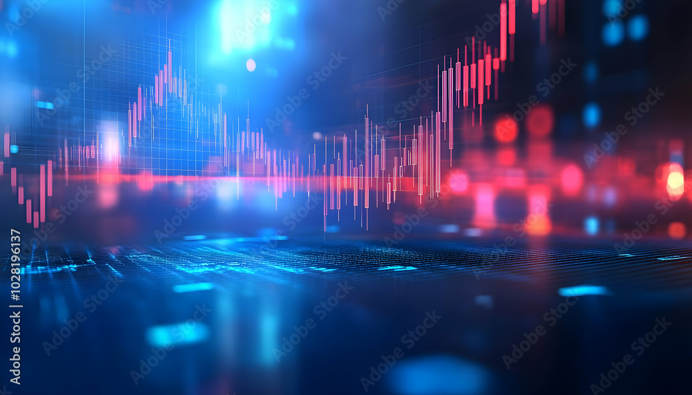 Abstract Futuristic Background with Stock Market Charts and Glowing Lights. Abstract Futuristic Background with Stock Market Charts and Glowing Lights.