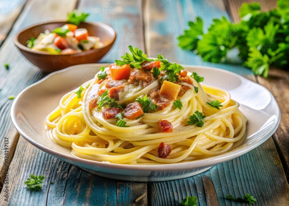 Watercolor Spaghetti Carbonara - A Delicious Culinary Illustration of Italian Pasta Art Watercolor Spaghetti Carbonara - A Delicious Culinary Illustration of Italian Pasta Art