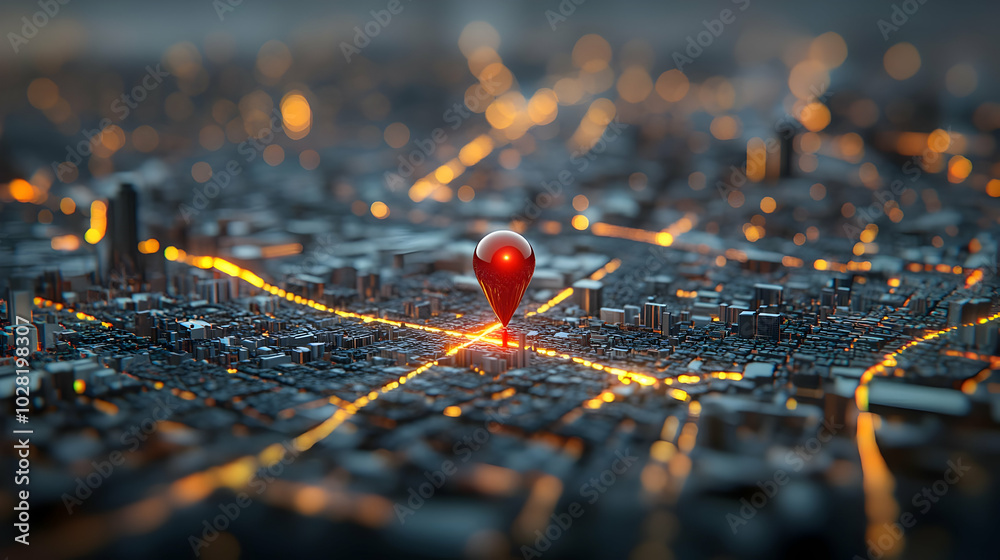Red Pin on City Map. Red Pin on City Map.