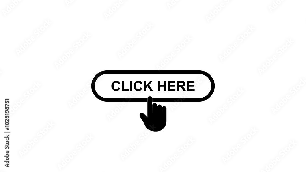 Hand Shape Mouse Pointing towards Click Here Web UI Button Animation Motion Graphics Video Footage with Alpha Channel Hand Shape Mouse Pointing towards Click Here Web UI Button Animation Motion Graphics Video Footage with Alpha Channel