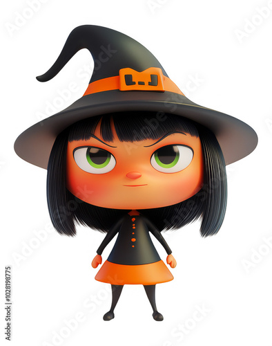 Adorable Witch Illustration with Transparent Background - Cute Halloween Character PNG Clear Background for Design and Overlay