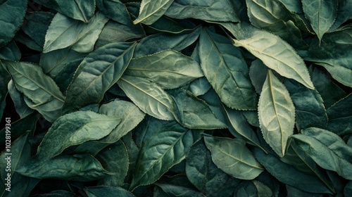 Lush Green Tea Leaves Texture photo