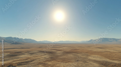 A view of the desert plains stretching endlessly towards the horizon.