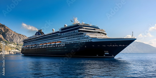 Cruise ship sailing in the Mediterranean sea. photo