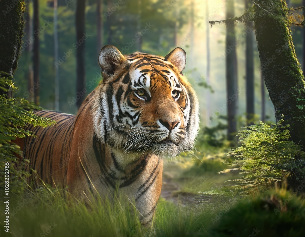 Obraz premium Close-Up Portrait of a Tiger in the Wild