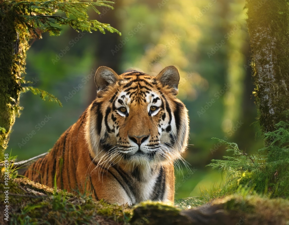 Fototapeta premium Close-Up Portrait of a Tiger in the Wild