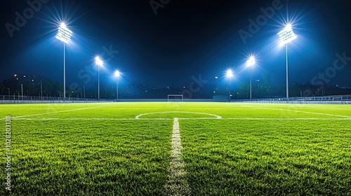 Nighttime Soccer Field with Bright Lights